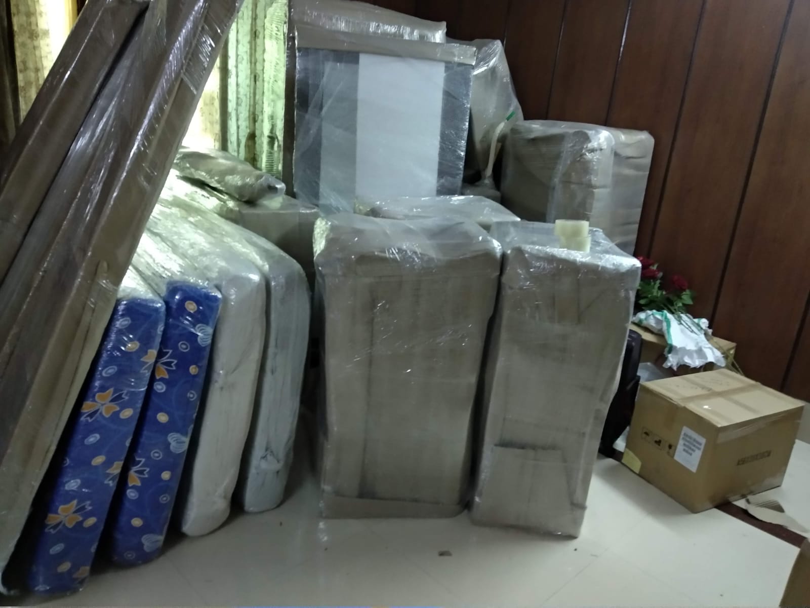 Carefully wrapped items inside a home